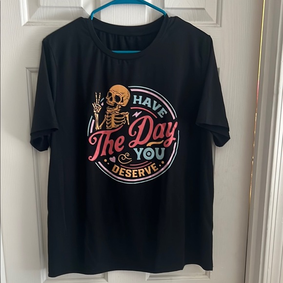 Black Graphic Tee with Skeleton Design - Picture 1 of 3